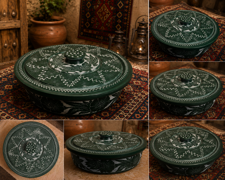 ماهیتابه 6 نفره طرح گلستان رنگ سبز